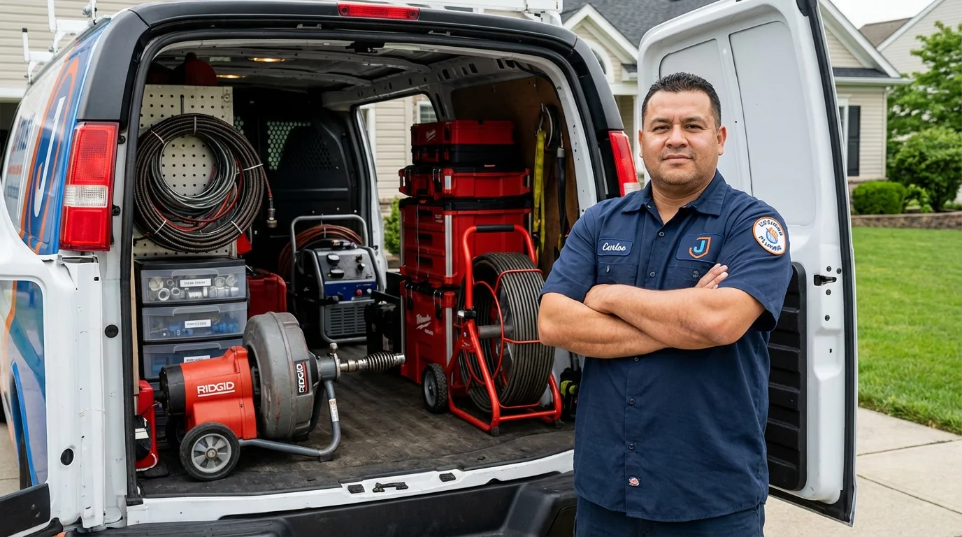 Professional drain cleaning equipment and Johns Plumbing LLC plumber in La Vergne