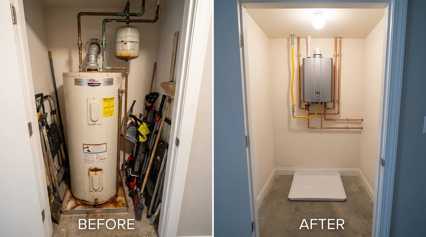 Tank water heater versus wall-mounted tankless unit comparison for La Vergne, TN homeowners