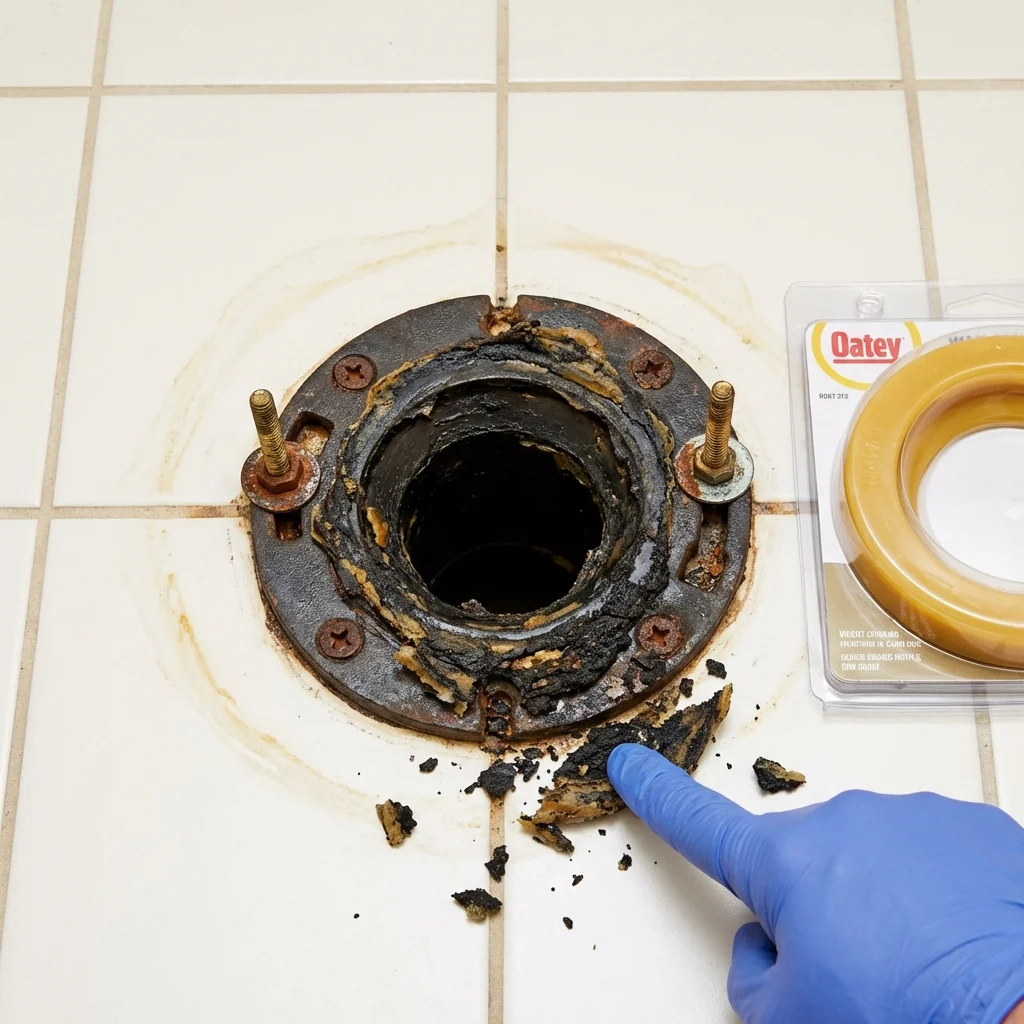 Failed wax ring showing water seepage at the base of a toilet in a La Vergne, TN home